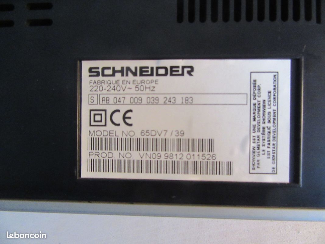 Magnétoscope VHS Schneider 65DV7 – Fonctionnel – Bon état – Allemand – Sans Télécommande