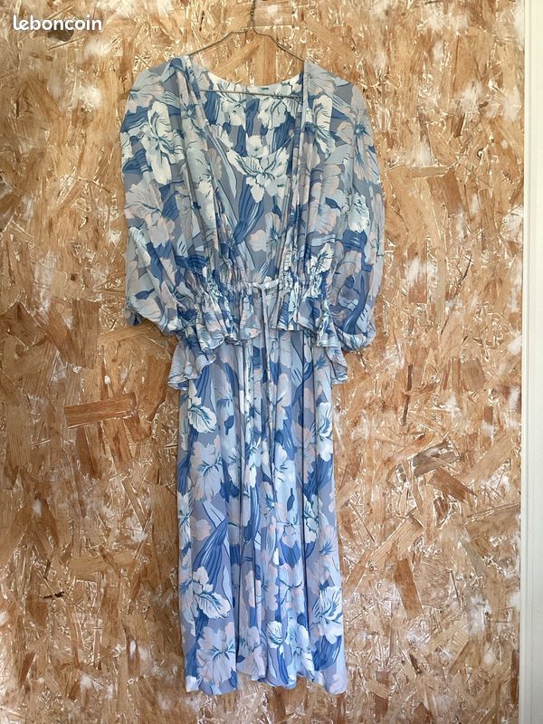 Ensemble vintage robe et top viscose fleuri taille 38 (image 3)