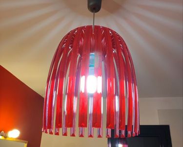 VINTAGE MAGNIFIQUE LUSTRE MODELE JOSEPHINE XL ORANGE ANNEE 70