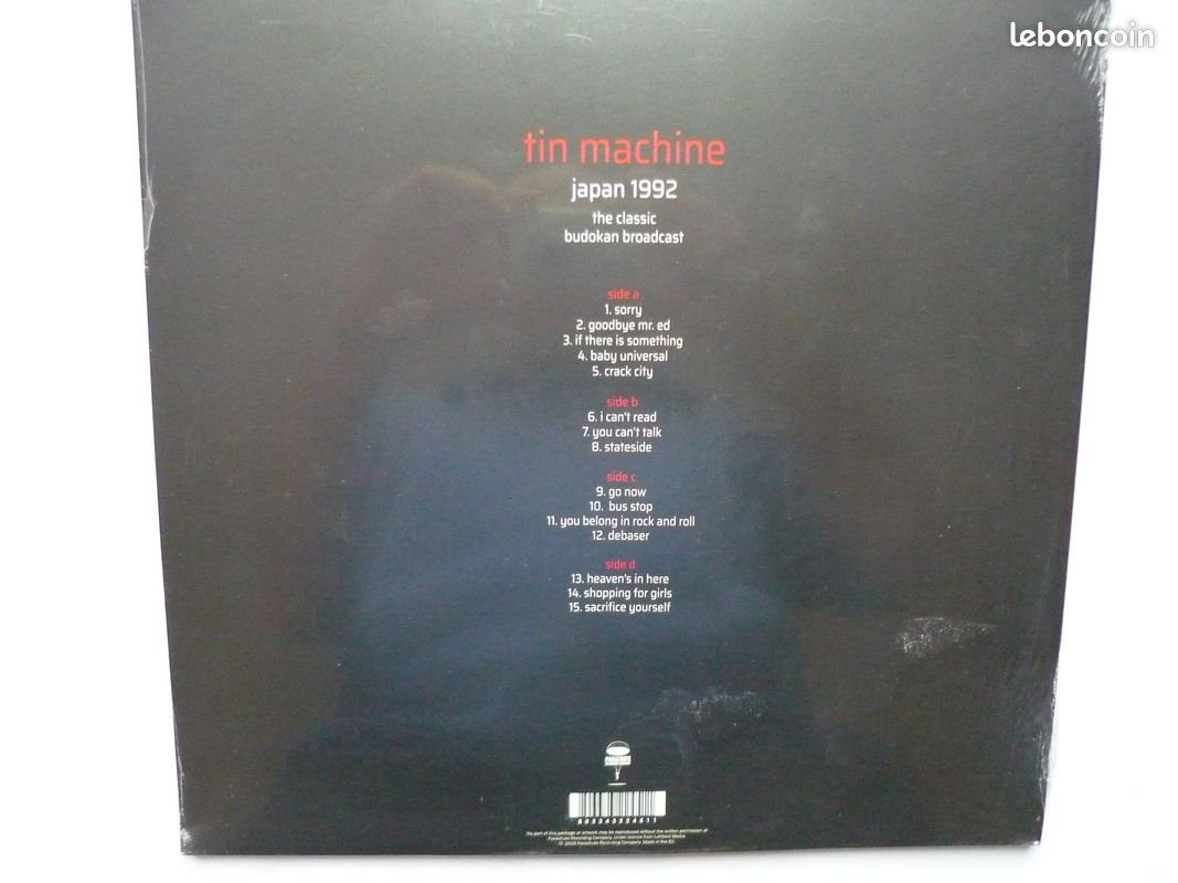 Disque Vinyle de TIN MACHINE " Japan 1992 - The Classic Budokan Broadcast " (Neuf 2019) (image 2)