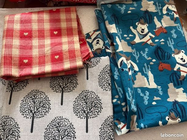 Coupon De Tissu Jersey Coton Vintage Rayé Multicolore - 2 Coupons Pour Vêtements