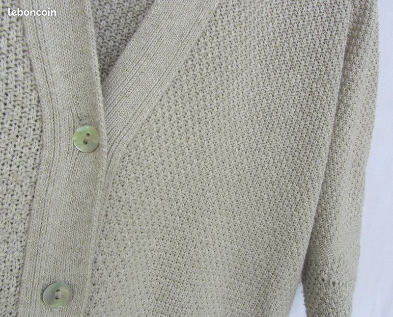 Cardigan à manches courtes beige clair vintage (image 11)