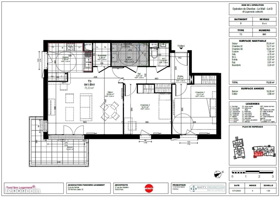 Appartement 3 pièces 75 m² · à Chenôve · 75 m² · 914 €