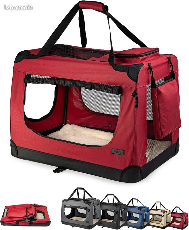 Caisse de Transport Pliable pour Chien Chat, 60x42x44 cm, Tissu