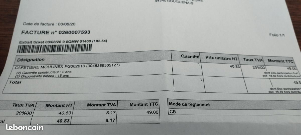 Cafetière Moulinex subito timer neuve sous garantie+ filtres (image 3)