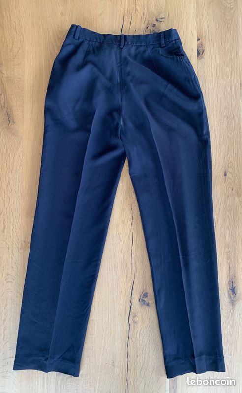 Pantalon Fluide Large Bleu Marine Taille 38 - Occasion Très Bon État - Style Marin