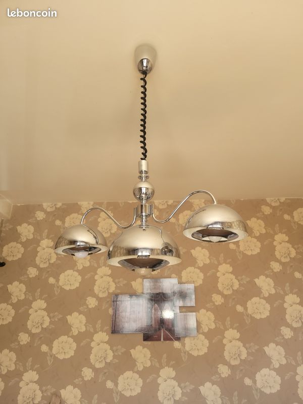 Lustre chromé 3 ampoules extensible (image 1)