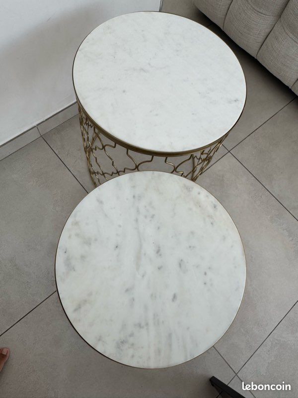 Table gigogne marbre laiton (image 3)
