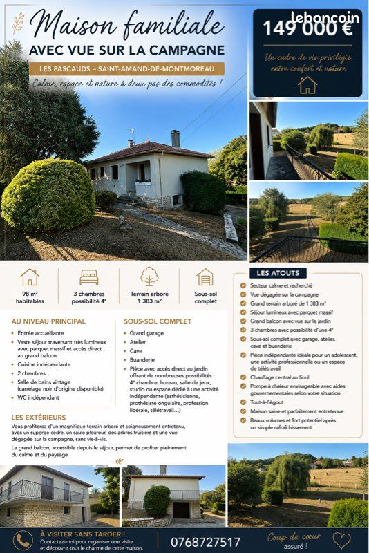 Maison 5 pièces 100 m² · à Montmoreau · 100 m² · 149 000 €
