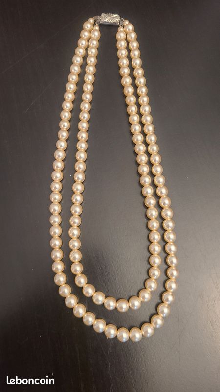Vintage Faux Collier de Perles 18mm Perles Blanc Bijoux Perles 45cm
