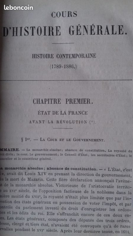 1 Livre de 1887 Cours d'Histoire Générale par F. OGER (image 3)
