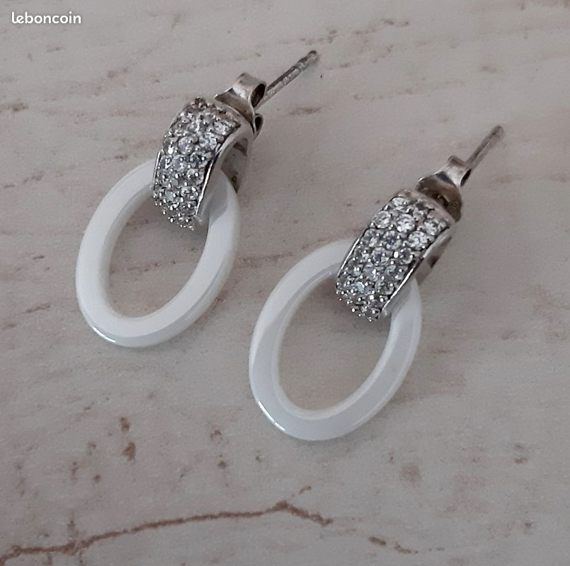 Boucles d'oreilles argent et céramique (image 1)