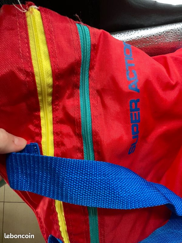 Sac De Sport Vintage Sasson Années 90 - Petit Sac De Voyage Nylon Bicolore Multicolore