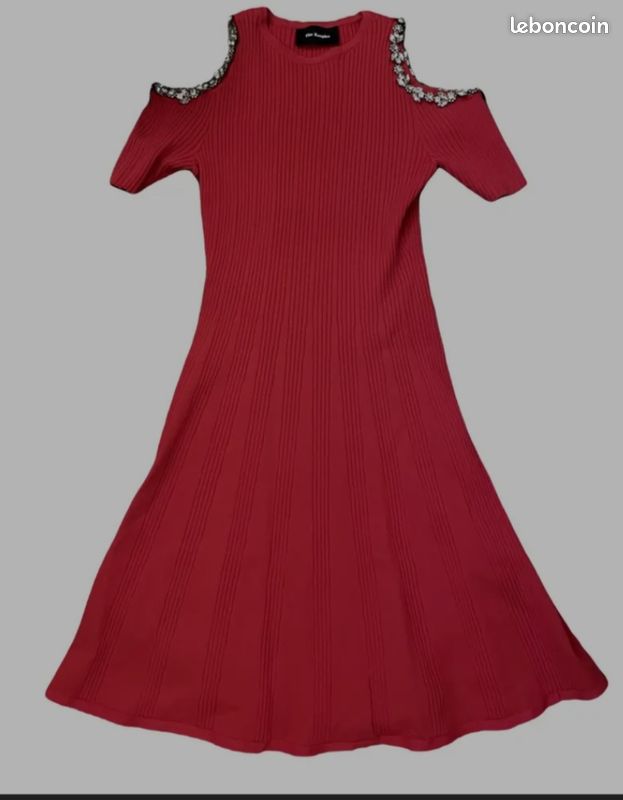 Robe The Kooples En Soie Rouge - Taille XXS - Style Floral Années Belle - Occasion Très Bon état