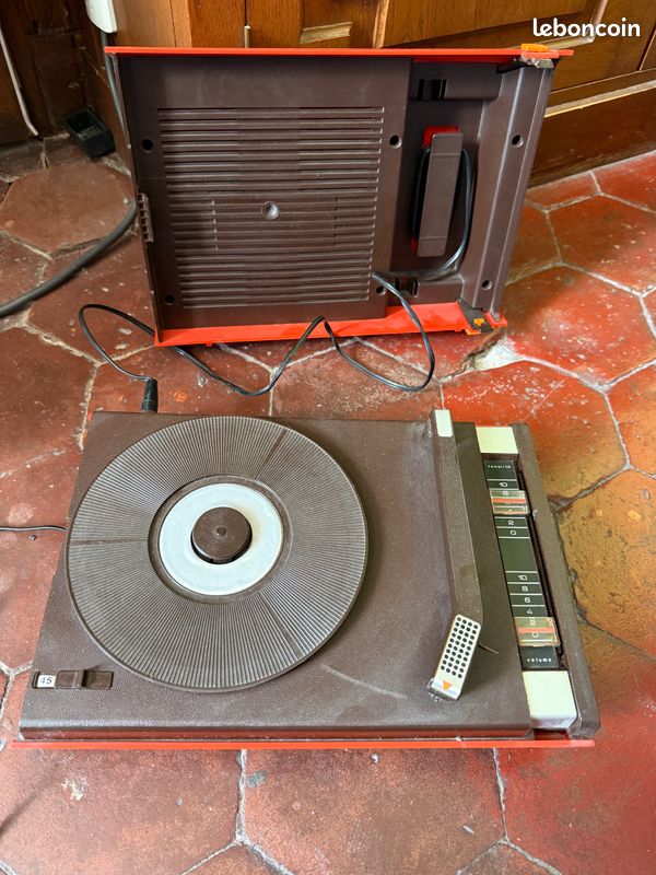 VALISE TOURNE-DISQUE VINTAGE Schneider transportable orange EUR 40,00