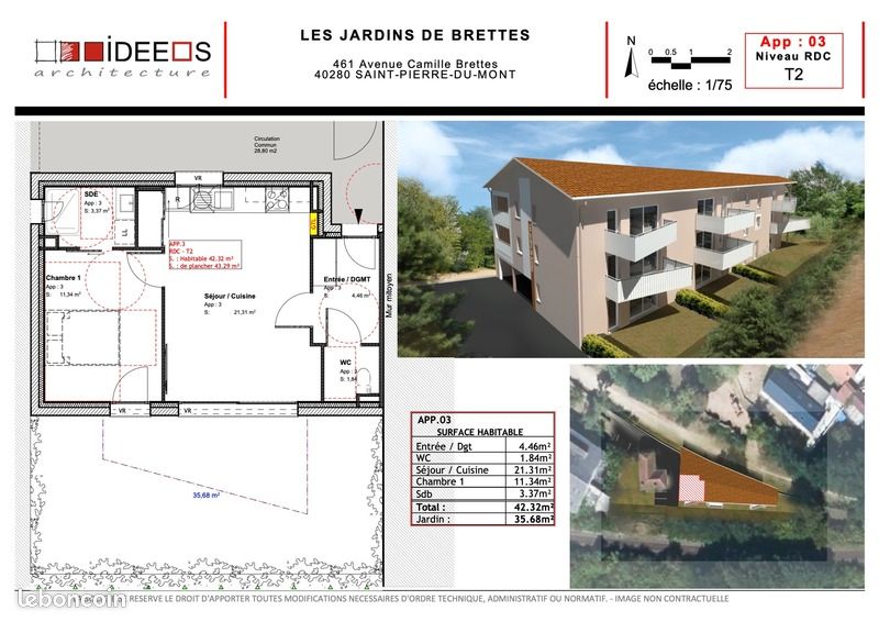Appartement 2 pièces 42 m² - Mont-de-Marsan 40000 (image principale 0)