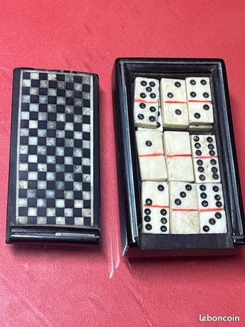 Ancien Jeu De Dominos Os Ébène 19 Ème/jeu ancien collection/old