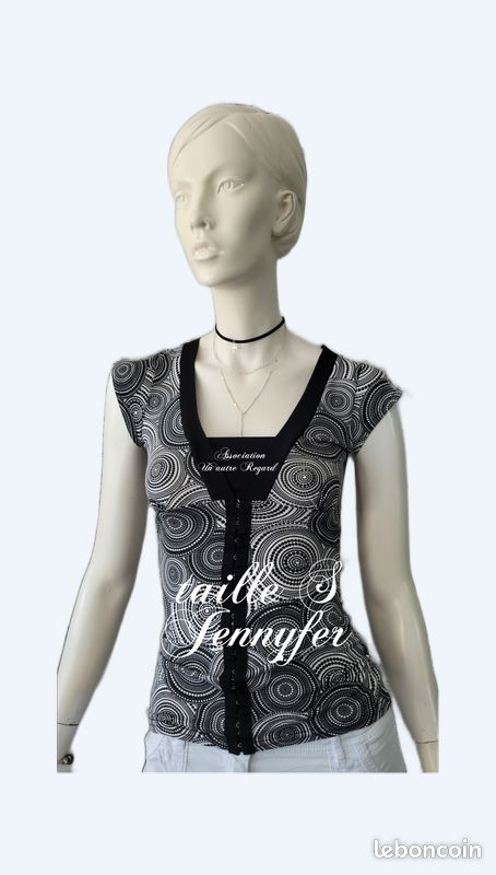 Femme taille S Jennyfer Tee-shirt noir blanc Vêtements