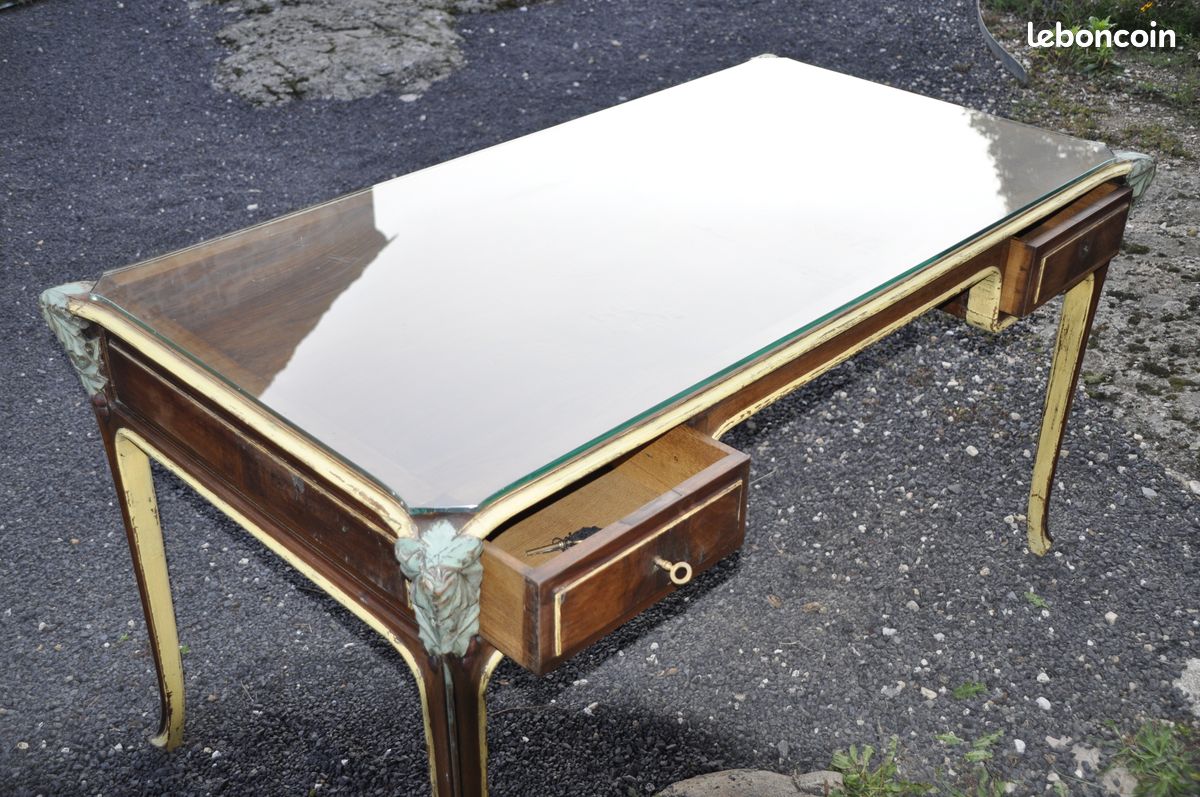 Bureau plat + feuille de verre (image 3)