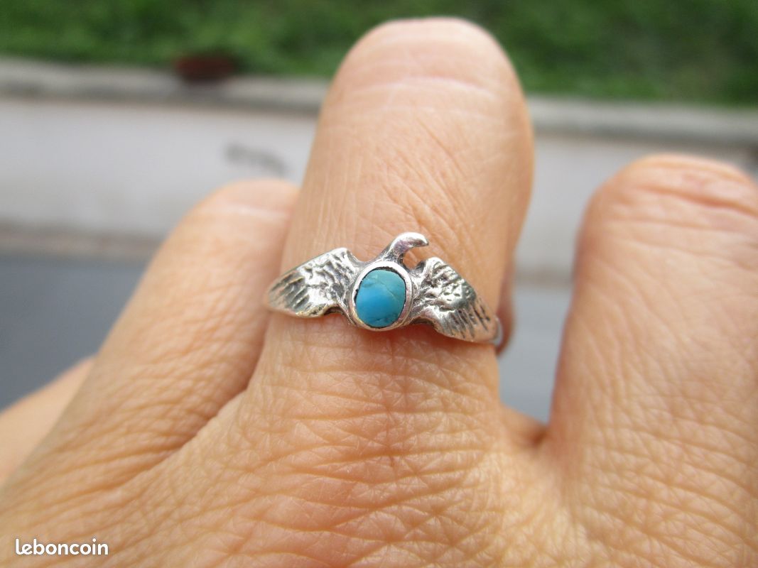Bague Aigle En Argent Et Plaqué Or Réglable - Magnifique Bijou Vintage Occasion En Très Bon état