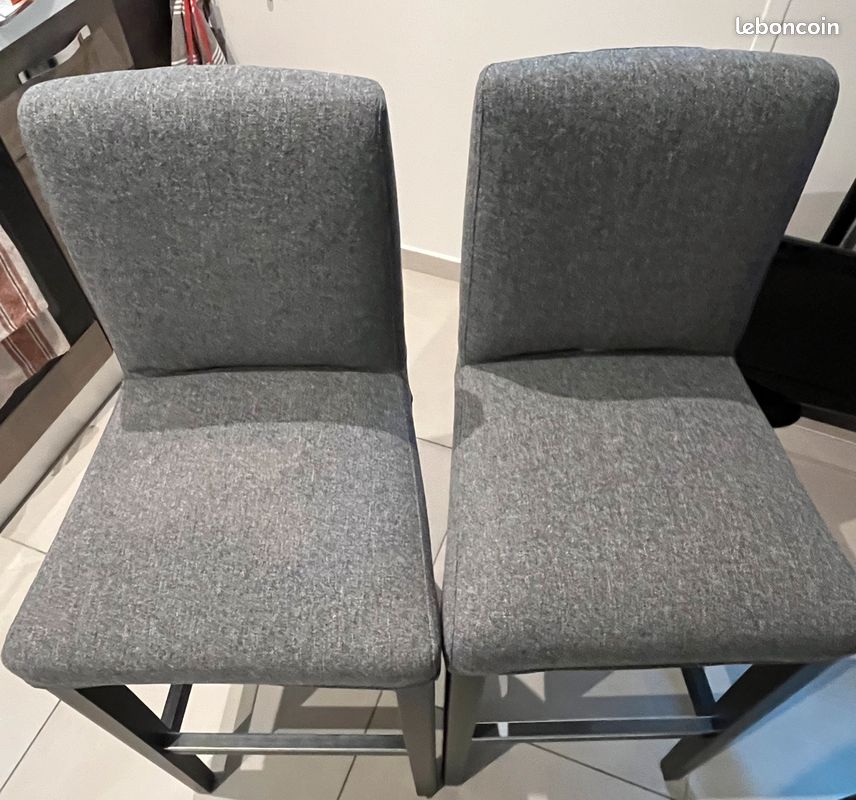 Lot de 2 chaises hautes gris foncé – Pieds bois noir (image 3)