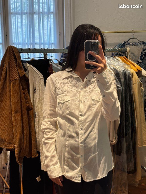 Chemise Fille GUESS - Taille 10 Ans - Manches Courtes Blanc - Neuf Avec Étiquette