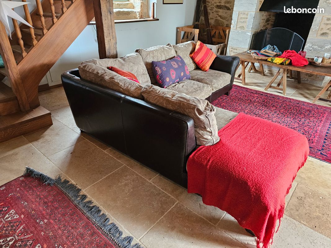 Canape de 5 places en cuirass et suede (image 3)
