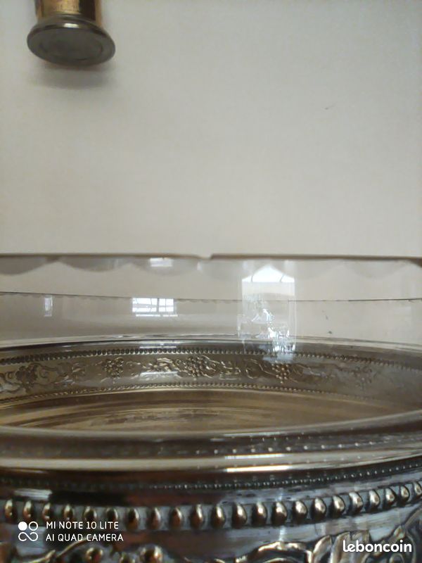 Paire Coupes Art Déco Métal Argenté et Verre Taillé (image 9)