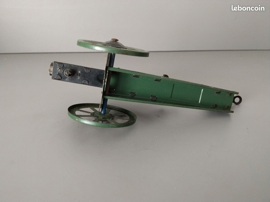 Ancien Jouet En Tôle - Clicker Clic-Clac Bateau De Guerre Et Canon (Militaria)