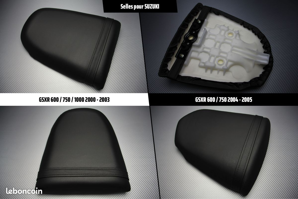 Siège Passager Arrière Sport Noir Pour Suzuki GSXR 600 750 (1996-1999) – Cuir Artificiel Et Mousse