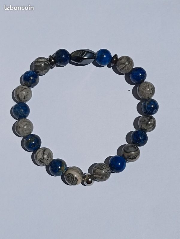 Bracelet mixe Lapis-Lazuli et Jaspe Picasso (image 2)