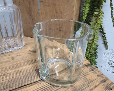 Grand Seau à Glace Vintage Années 70 En Verre Fumé Ultra Lourd – Rare Avec Poignée