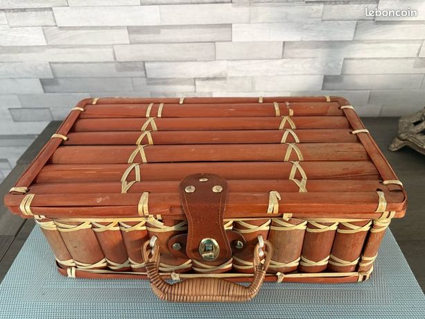 Ancienne Valise En Bambou – Pique-nique / Camping – Vintage