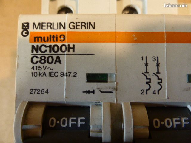 Disjoncteur Merlin Gerin multi9 NC100H C80A 415V (ref 27264) couplé avec vigi NC100 (ref 27700) - matériel tableau électrique (image 3)