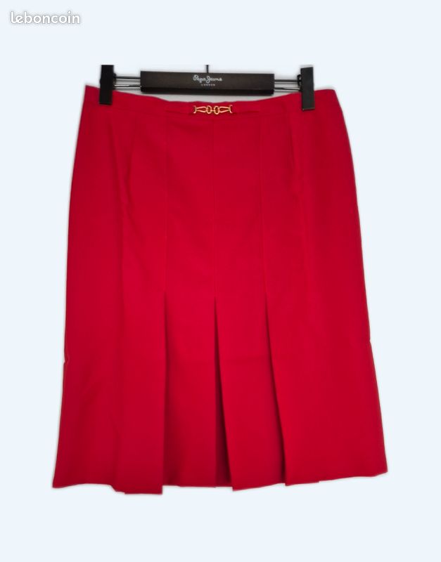 Jupe En Lin Rivières De Lune - Rouge, Taille 38, Neuve Avec étiquettes (prix D'origine 110€)