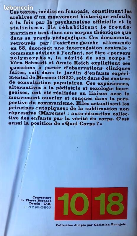 Véra Schmidt et Annie Reich: pulsions sexuelles et éducation du corps, poche 10/18 de 1979, 247 pages (image 2)