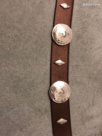Ceinture En Cuir Noemi Liberti Marron Et Métal Deux Tons - Taille 75 Cm - Occasion Très Bon état - Pour Femme