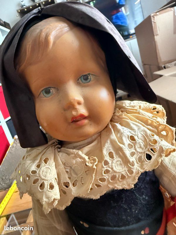 Ancienne Poupee Petitcollin Tête D'aigle France 3 Celluloïd