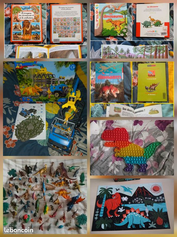 Lot de jouets dinosaures : livres, dinosaures, camion transporteur schleich,... (image 1)