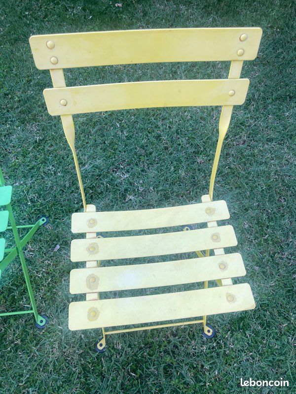 Lot de 2 chaises enfant de jardin en métal et pliable (image 3)