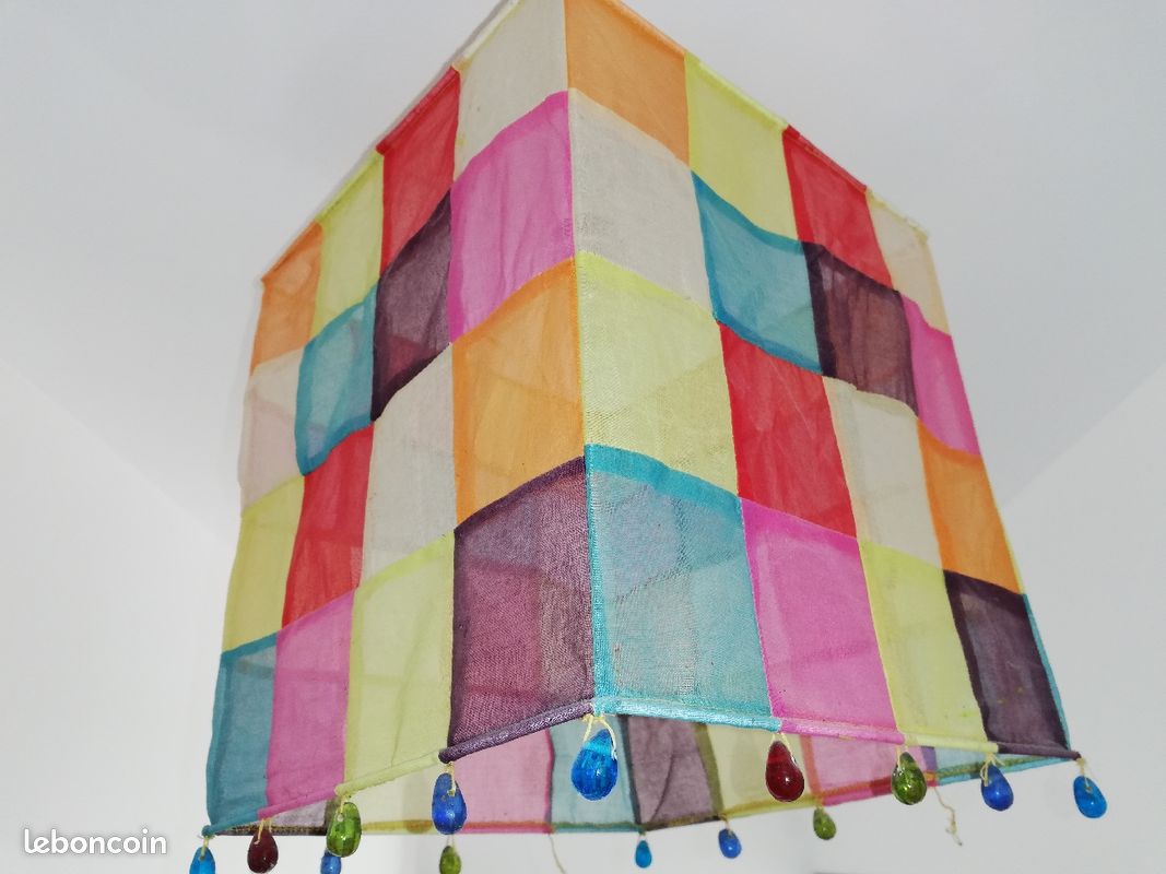 Abat-jour carré tissu multicolore (image 2)