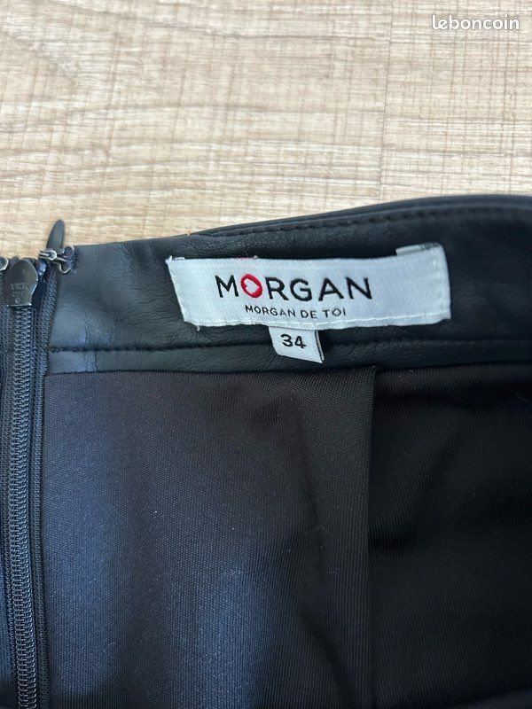 Jupe Noire En Simili Cuir Morgan - Taille 34, Neuve Avec étiquettes, Style Femme
