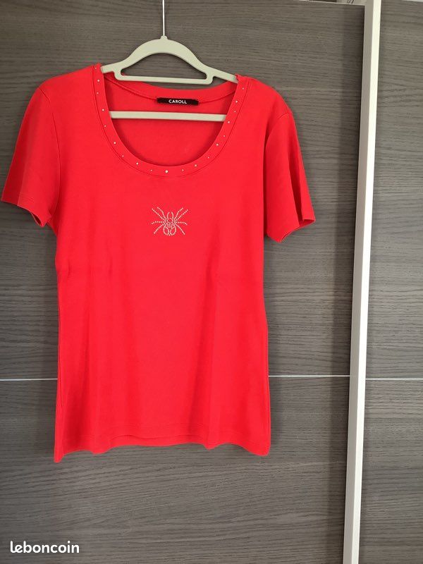 Top / T-shirt Femme Caroll Taille 40 - Bleu - Occasion Très Bon état