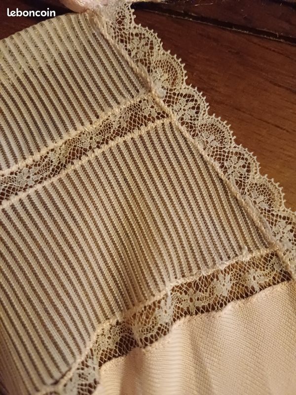 Combinaison Vintage En Dentelle - Taille 40 - Blanc - Occasion En Bon état (ref 32N1)