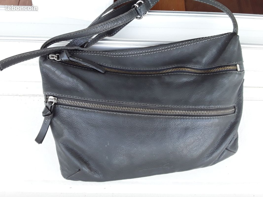 Sac bandoulière femme cuir gris American Vintage (image 1)