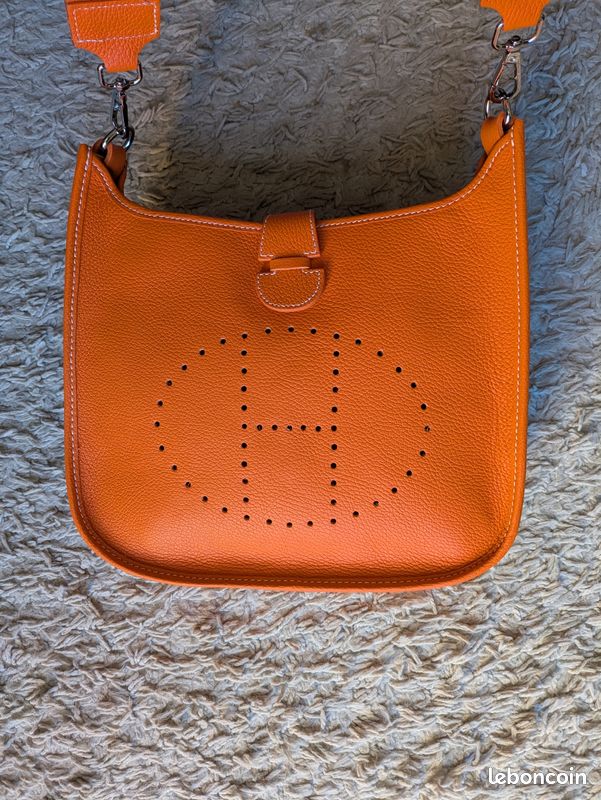 Sac femme cuir orange à bandoulière Genuine Leather (image 2)