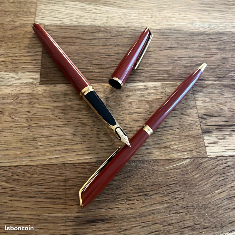 Parure Waterman CF - Stylo Plume Et Stylo Bille Laqué Bordeaux - Occasion