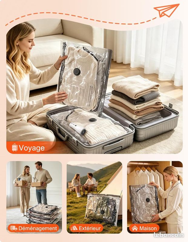 Kit Aspirateur Pompe Électrique Avec 12 Sacs Rangement Vêtements Sous Vide*NEUF (image 8)