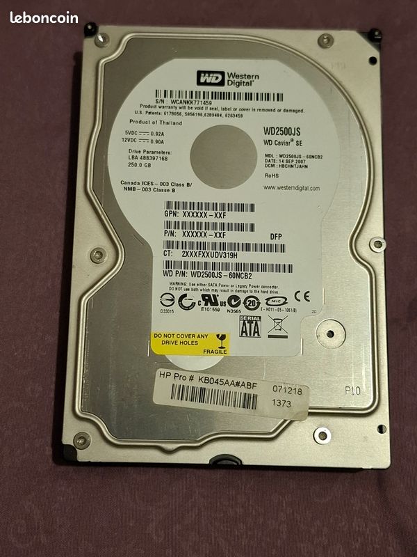 Disque Dur HDD Western Digital 250Go 3,5" (Sata) (image 2)