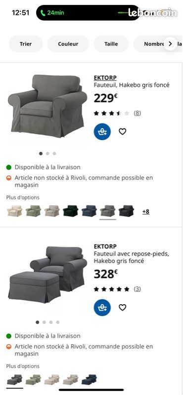 Canape et fauteuil IKEA EKYORP avec housse déhoussable grise (image 5)